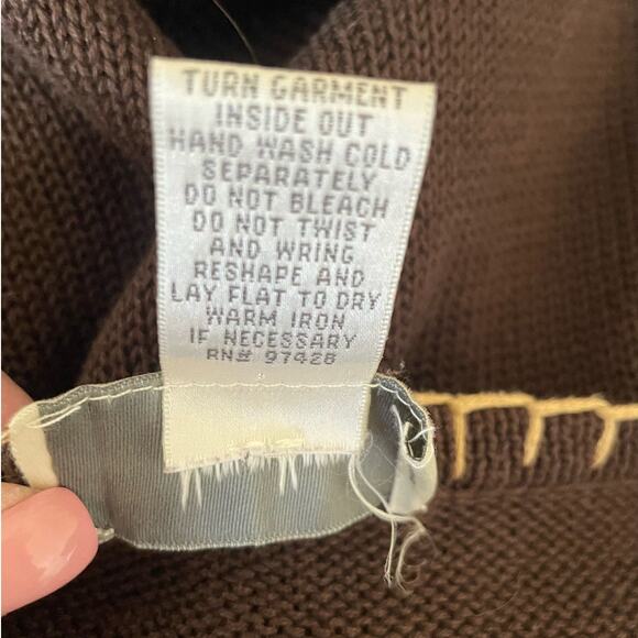 Neimen Marcus Women Tunic Sweater L Brown Embroider Trim Boho Retro Hippie Beach - Picture 10 of 11